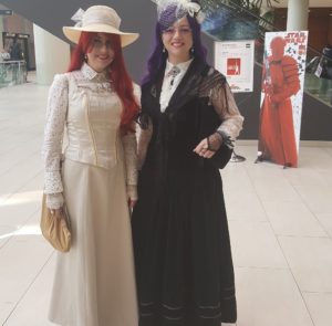 Perspective book series authors Amanda Giasson and Julie B Campbell cosplaying Megan Wynters and Irys Godeleva