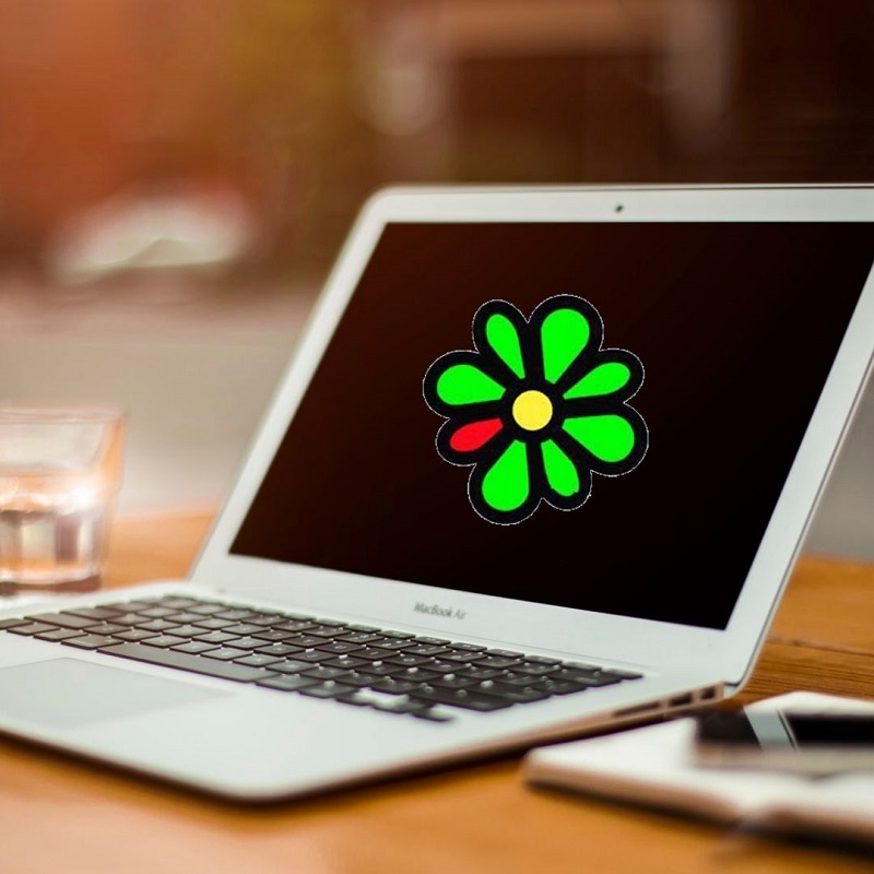 ICQ logo on computer screen